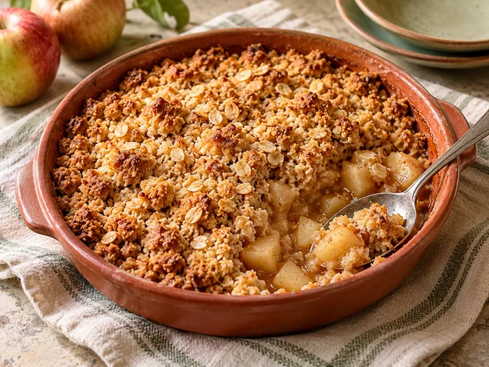 Apfel-Crumble mit Haferflocken
