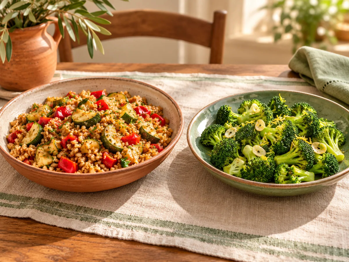 Bulgur con verduras y brócoli al limón