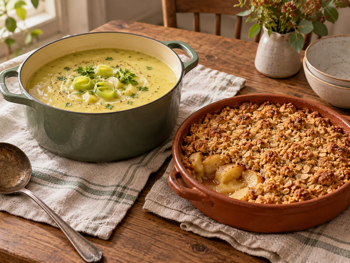 Suppe und Crumble für den Herbsttisch