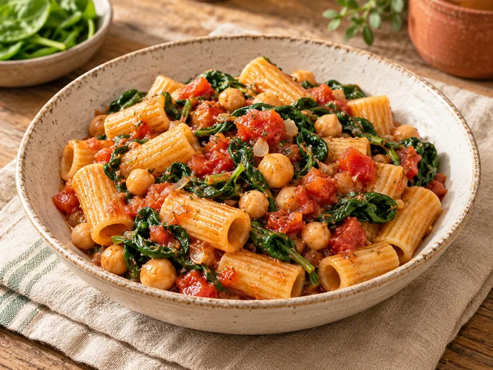 Pasta con ceci e spinaci