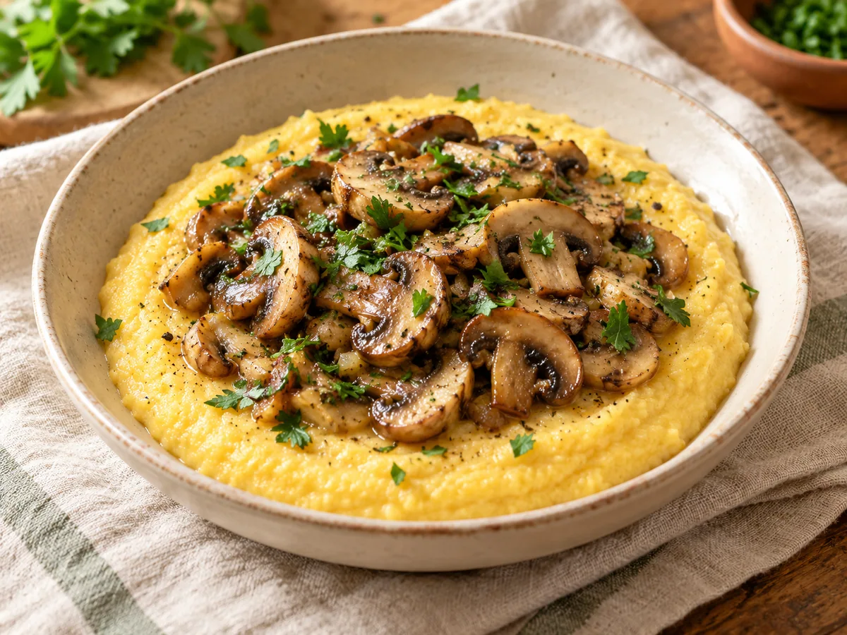 Polenta cremosa ai funghi