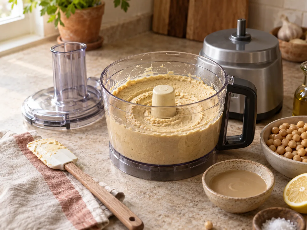 Mixer un houmous et ajuster sa texture