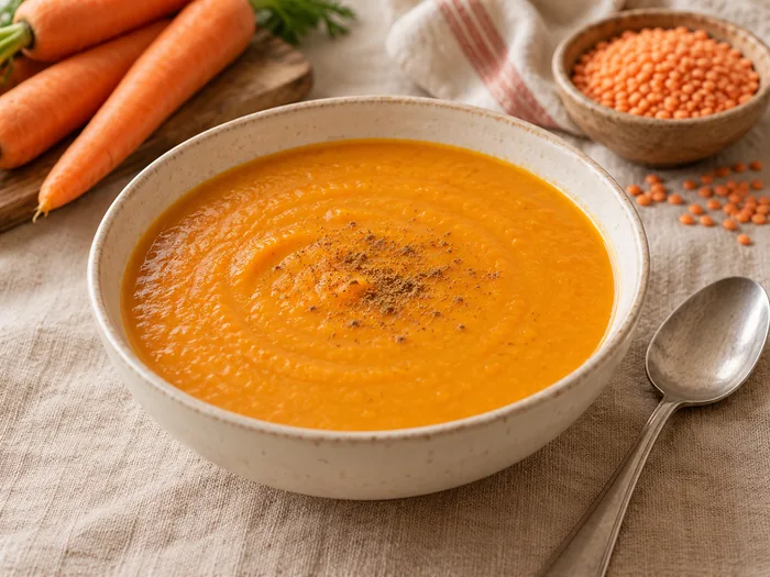 Soupe de carottes et lentilles corail